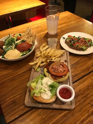 Burger, salad, avocado toast at Veggie Grill by Next Level - Downtown in Seattle