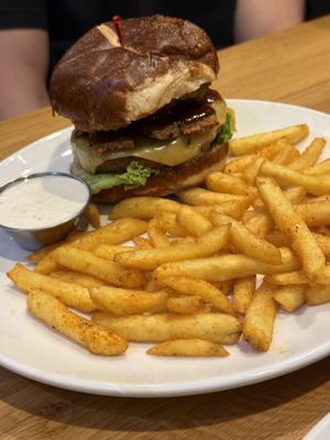 black bean bacon burger ( my brother and fathers choice) ehh okay, bomber was better but not greater than what ive had before.   at Veggie Grill by Next Level - Downtown in Seattle