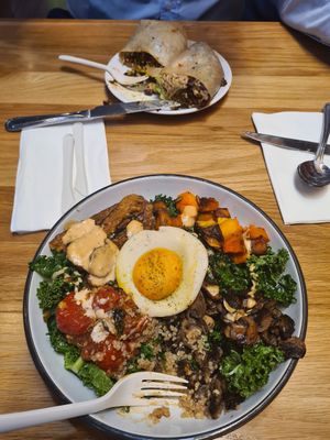 The vegan egg was soooo cool! Exceptional salad. One of the best salads I've ever had at Next Level Veggie Grill - Downtown in Seattle