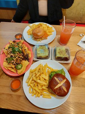 Ghost Pepper Popper Burger, Buffalo Bomber, Southwest Nachos, & 2 Velvet Cakes at Next Level Veggie Grill - Downtown in Seattle