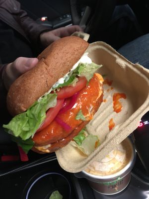 Buffalo chicken sandwich  at Veggie Grill by Next Level - Downtown in Seattle