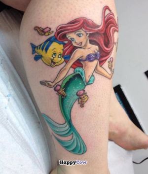 Ariel tattoo with vegan pigments by Darin Ennis @ Tattoo Charlie's Preston Hwy. at Tattoo Charlies in Louisville