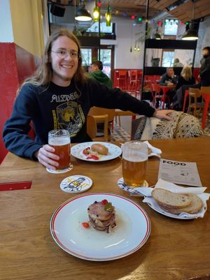 Happy to try vegan beer snacks in Slovakia! at Výčap u Ernőho in Bratislava