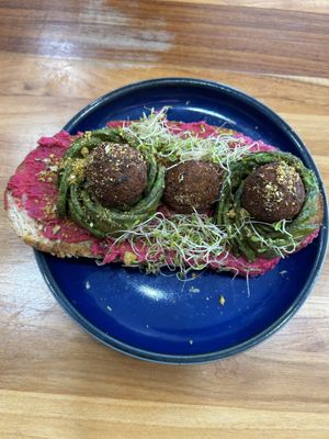 Falafel Avocado Toast (ask for vegan)  at HASS Kitchen in Gainesville