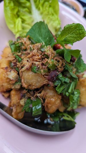 Crispy vegan cod at muan in South West London