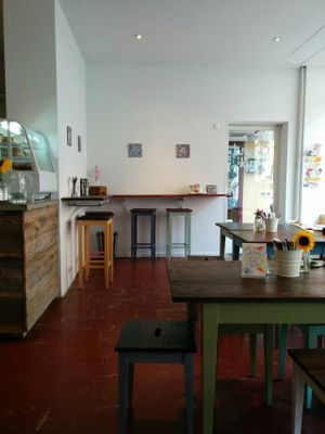 cafe area at FreundSaft in Freiburg