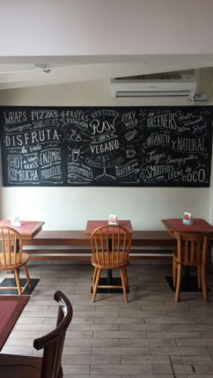 Cool sign inside!  at Raw Cafe in Lima