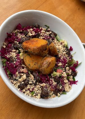 Camote & cheese bowl  at Raw Cafe in Lima