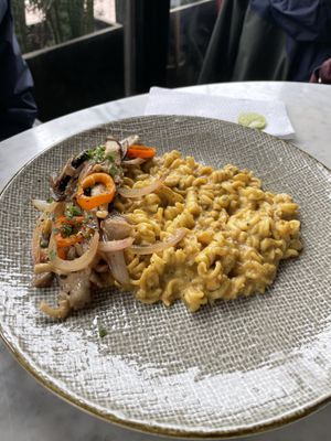 Fusilli a la huancaina  at Raw Cafe in Lima