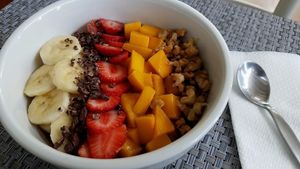 chia seeds and fruit at Raw Cafe in Lima