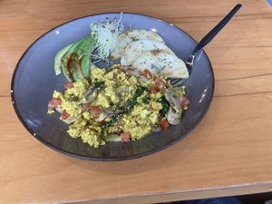 Tofu scrambled  at Raw Cafe in Lima