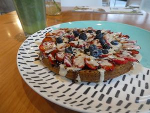 Delicious quinoa waffle! at Raw Cafe in Lima