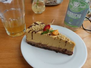 Pie and kombucha! at Raw Cafe in Lima