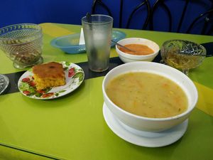 Soup and caje at El Vegetariano in Quito