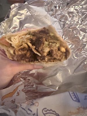 Burrito with vegan “lamb"  at La Cabra Mexican in Hawthorn