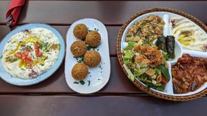 Hummus Bairuti, Falafel, Vegan Platter at Palmyra in Rosenheim