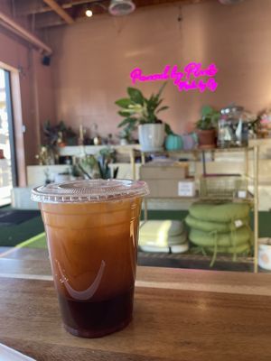 Nice local! But still using plastic😒(Thai tea in the pic)  at My Vegan Gold in Los Angeles