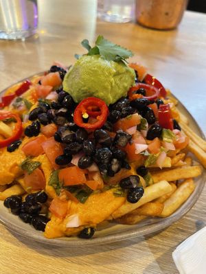 Nachos with fries (they ran out of chips)  at My Vegan Gold in Los Angeles