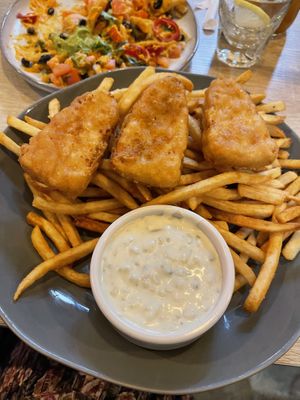 Fish and chips  at My Vegan Gold in Los Angeles