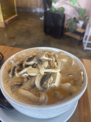 Tom Kha soup  at My Vegan Gold in Los Angeles