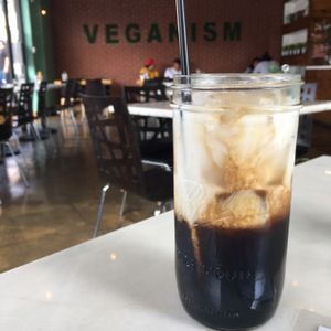 coconut iced coffee ? (4$) at My Vegan Gold in Los Angeles