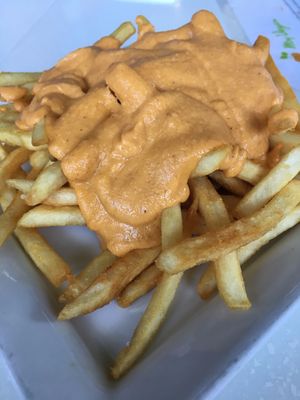 Nacho Cheese Bomb Fries  at My Vegan Gold in Los Angeles