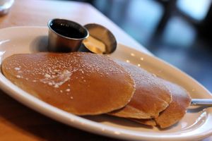 Gluten free, vegan pancakes. Very, very good. at My Vegan Gold in Los Angeles