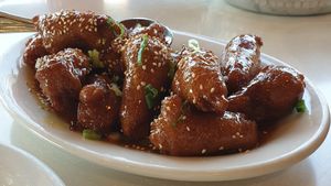 Orange chicken at My Vegan Gold in Los Angeles