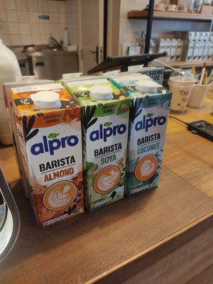 Vegan milks at Doppio Coffee - Muswell Hill in North London