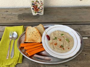 Eggplant dip at Healthy Living Pop-Up @ Shotgun Hostel in Vuno