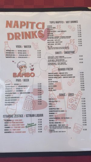 Menu1  at Bambo in Pula