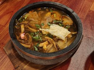 Signature Stone Bowl Vegan Beef noodle at MOON CHAY in Central Singapore
