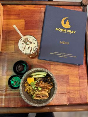 Primium Stone Bowl Rice and Ice Lemon Tea.  at MOON CHAY in Central Singapore