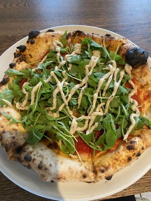 Vegan pizza (129DKK)  at Levertran in Allinge