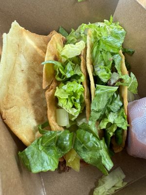 Beyond Meat corn shell hard tacos   at Proper Plant - Pop Up in Omaha