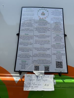 Menu  at Proper Plant - Pop Up in Omaha