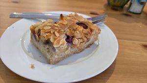 Raspberry & almond cake at Púca in Dingle