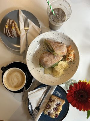 Green Goddess sandwich with vegan baked goods   at Púca in Dingle