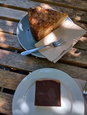 Vegan Almond croissant cake & Caramel chocolate cake (gluten-free as well) at Púca in Dingle