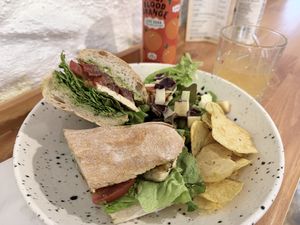 Sandwich and store bought chips   at Púca in Dingle