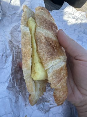 Breakfast sandwich on vegan croissant  at Harbor Fox Coffee Bar in West Dennis