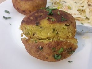 Inside the potato cutlets at Avocado Vegan Bistro in Gdansk
