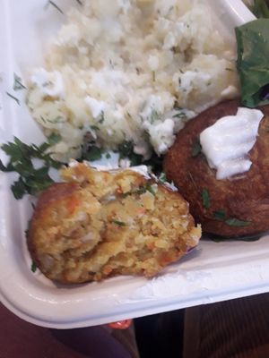 Inside the oat cutlets at Avocado Vegan Bistro in Gdansk