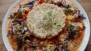 Curry with smoked tofu and nuts at Avocado Vegan Bistro in Gdansk