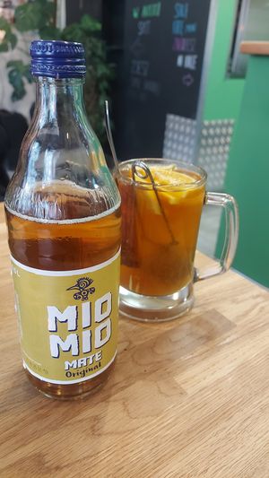 Mate fizzy drink & warming black tea at Avocado Vegan Bistro in Gdansk