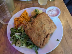 Soy schnitzel at Avocado Vegan Bistro in Gdansk