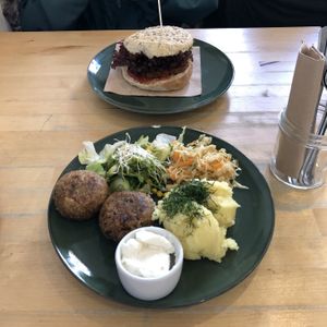 Mexican burger and cabbage cutlets  at Avocado Vegan Bistro in Gdansk