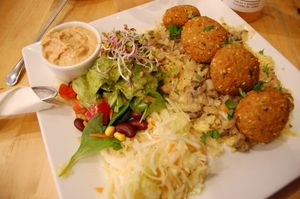 Falafales with groats at Avocado Vegan Bistro in Gdansk