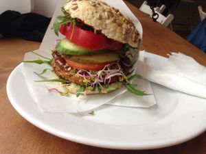 Millet veggie burger. 14 zl  at Avocado Vegan Bistro in Gdansk