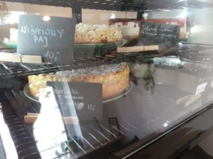 Vegan cherry pie and apple cake at Avocado Vegan Bistro in Gdansk